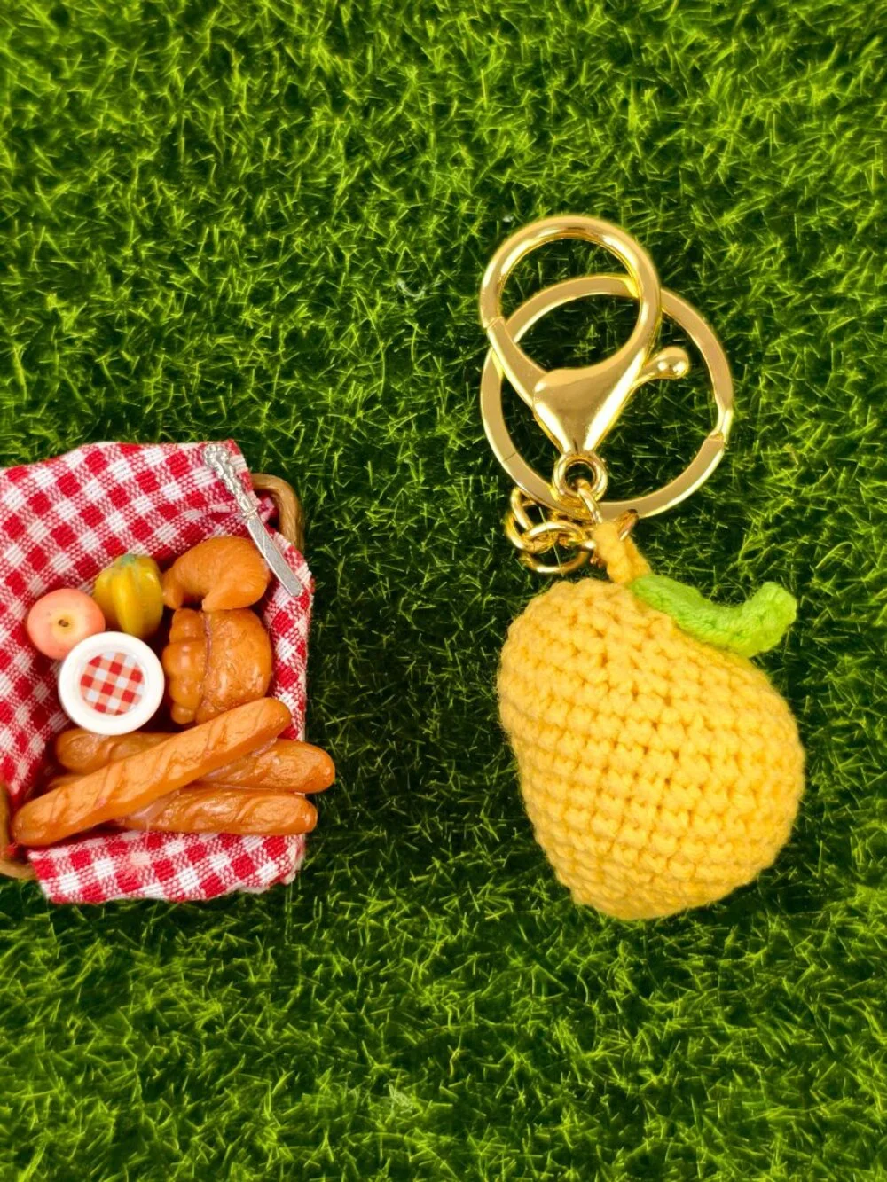 Handmade Amigurumi Crochet Mango Keychain and Bag Charm